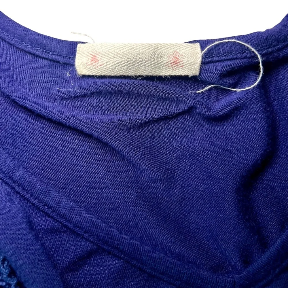 Magnolia Boutique Navy Ruffle Sleeve Boho Blouse Size Small - Picture 3 of 4